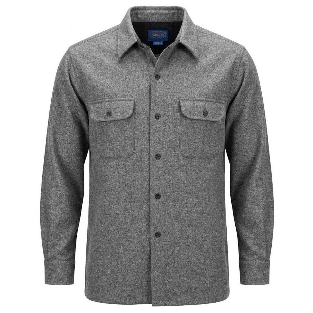 Pendleton Mens Board Shirt Gray Virgin Wool Flannel Button Up Large - AC